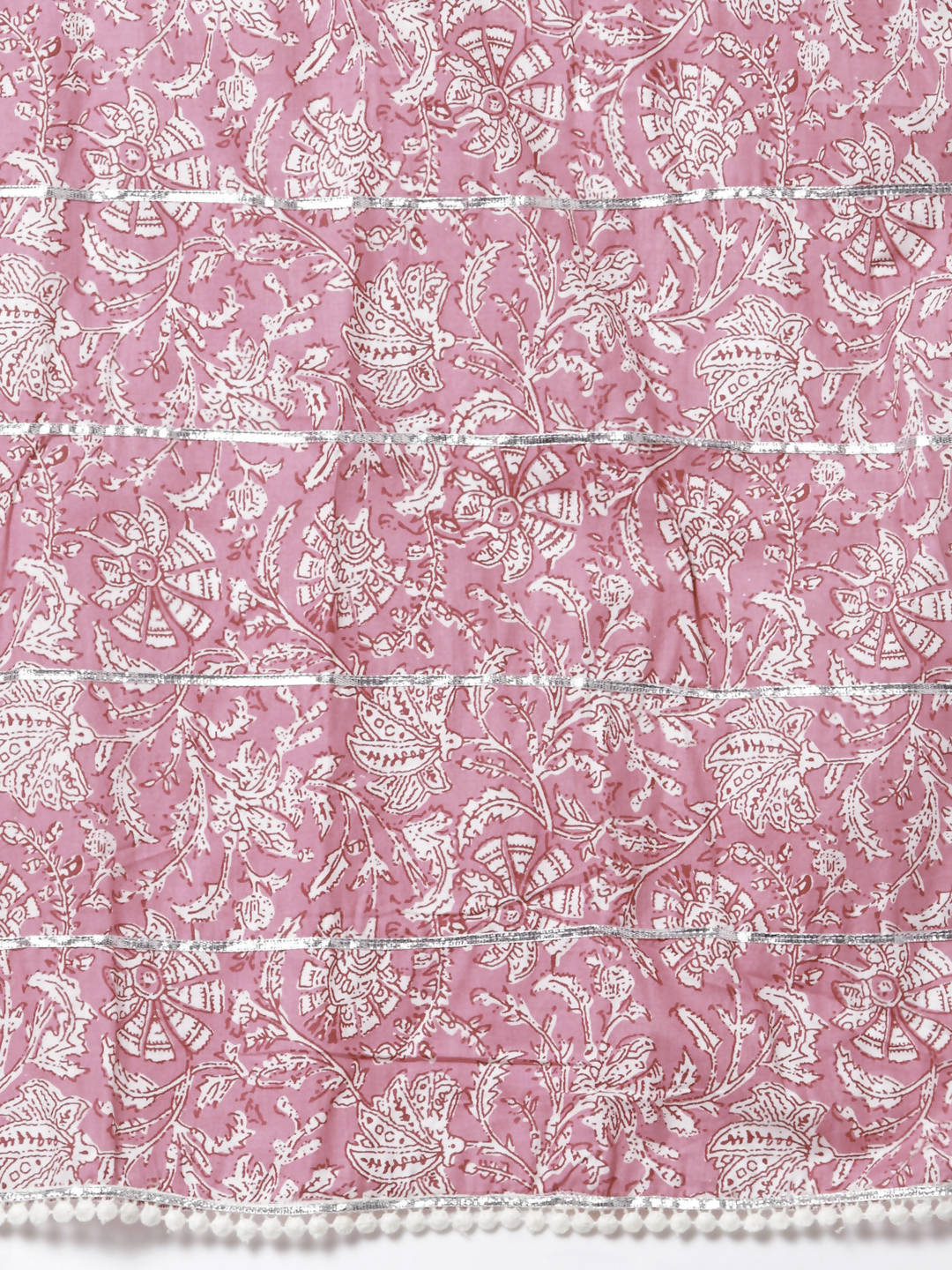 Myshka Women Pink Pure Cotton Printed Sleeveless Round Neck Kurta With Sharara & Dupatta Set | Grocsy