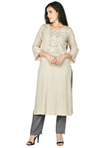 Joban Fashion Beige Cotton Rayon Kurta Set | Grocsy