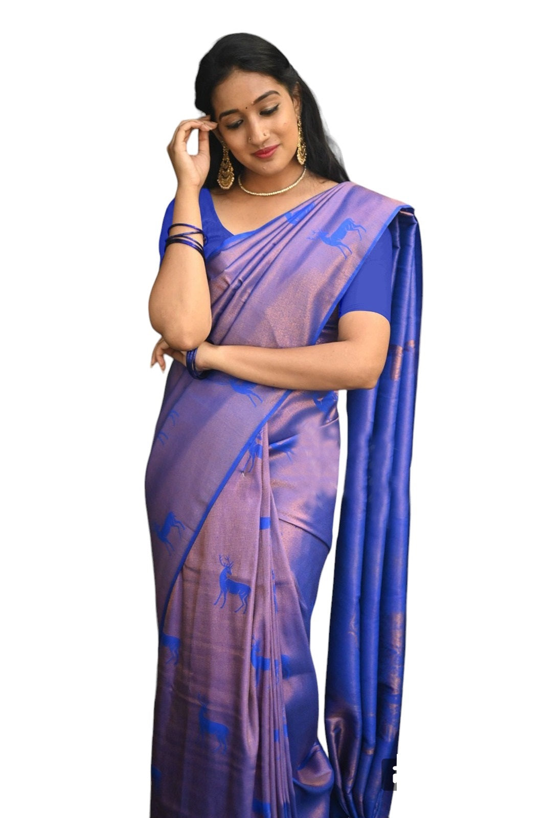 Vamika Weaving Banarasi Jacquard blue Kanjivaram Saree | Grocsy