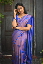 Vamika Weaving Banarasi Jacquard blue Kanjivaram Saree | Grocsy