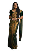 Vamika Weaving Banarasi Jacquard Green Kanjivaram Saree | Grocsy