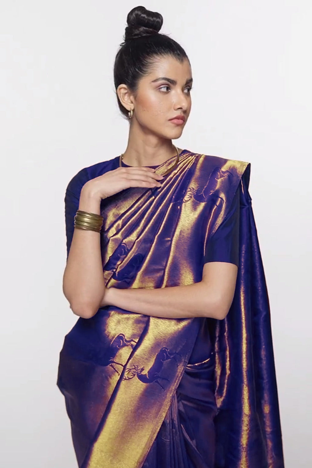 Vamika Weaving Banarasi Jacquard Purple Kanjivaram Saree | Grocsy