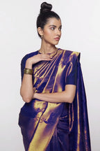Vamika Weaving Banarasi Jacquard Purple Kanjivaram Saree | Grocsy