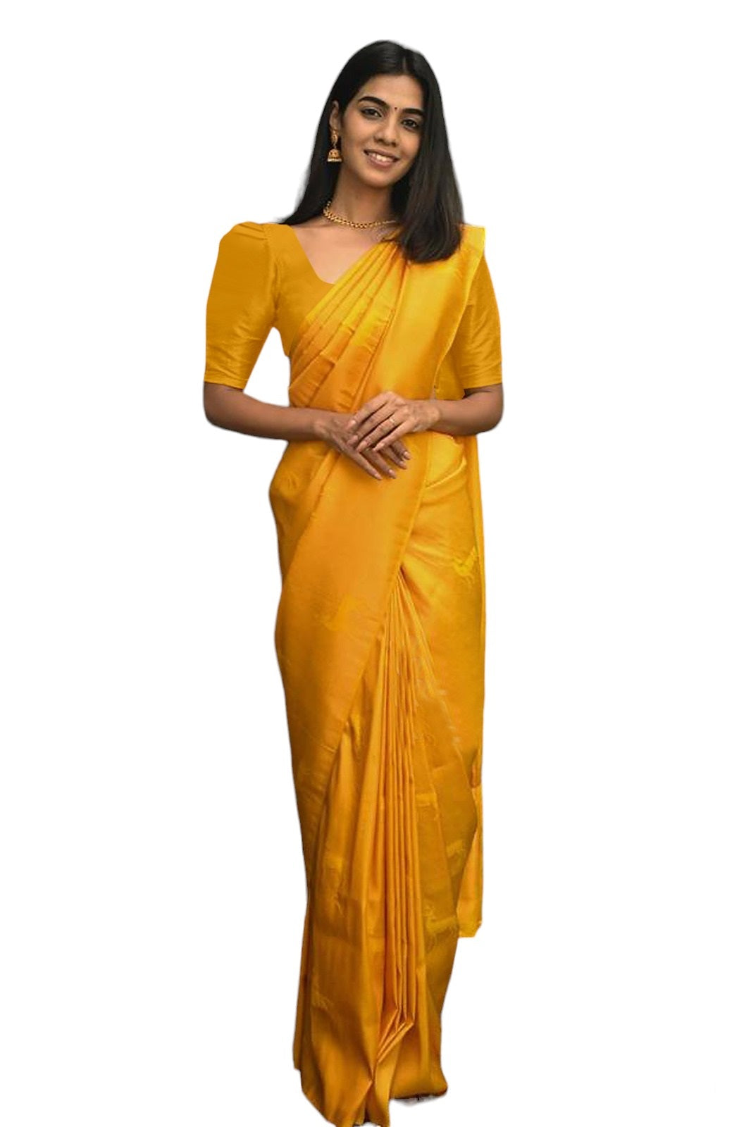 Vamika Weaving Banarasi Jacquard yellow Kanjivaram Saree | Grocsy