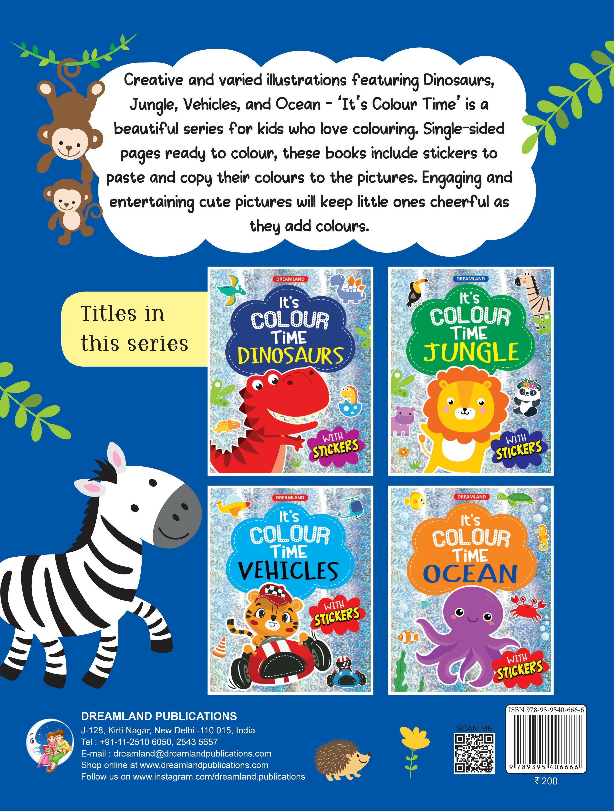 Dreamland Jungle- It's Colour time with Stickers : Children Drawing, Painting & Colouring Book | Grocsy