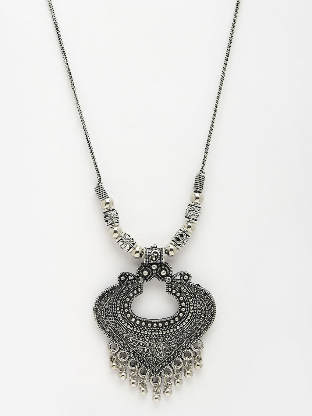 NVR Women's Silver-Toned German Silver Oxidised Pendant with Chain | Grocsy