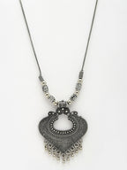 NVR Women's Silver-Toned German Silver Oxidised Pendant with Chain | Grocsy