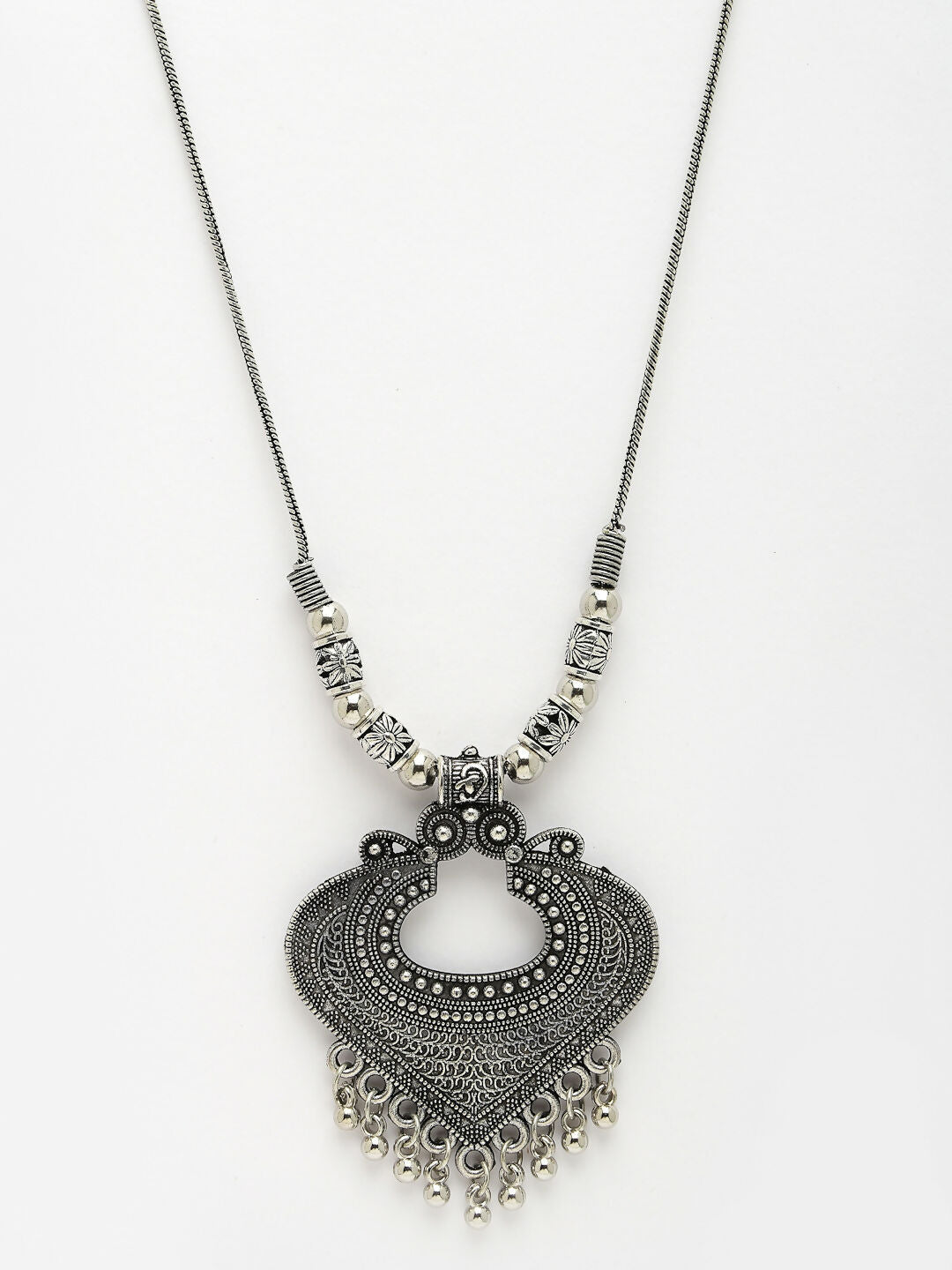NVR Women's Silver-Toned German Silver Oxidised Pendant with Chain | Grocsy