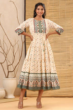Juniper Women Ivory Cambric Printed Tiered Dress | Grocsy