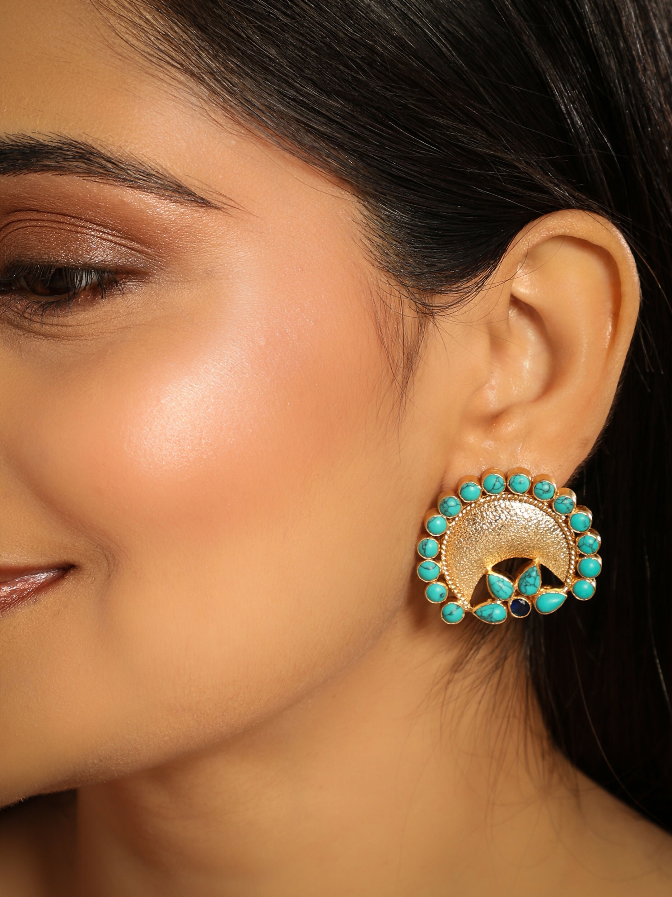 Nuyug Turquoise Crescent Earrings | Grocsy