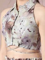 Myshka Women's Multi Printed Shirt Collar Party Top With Shorts Co-ord set | Grocsy