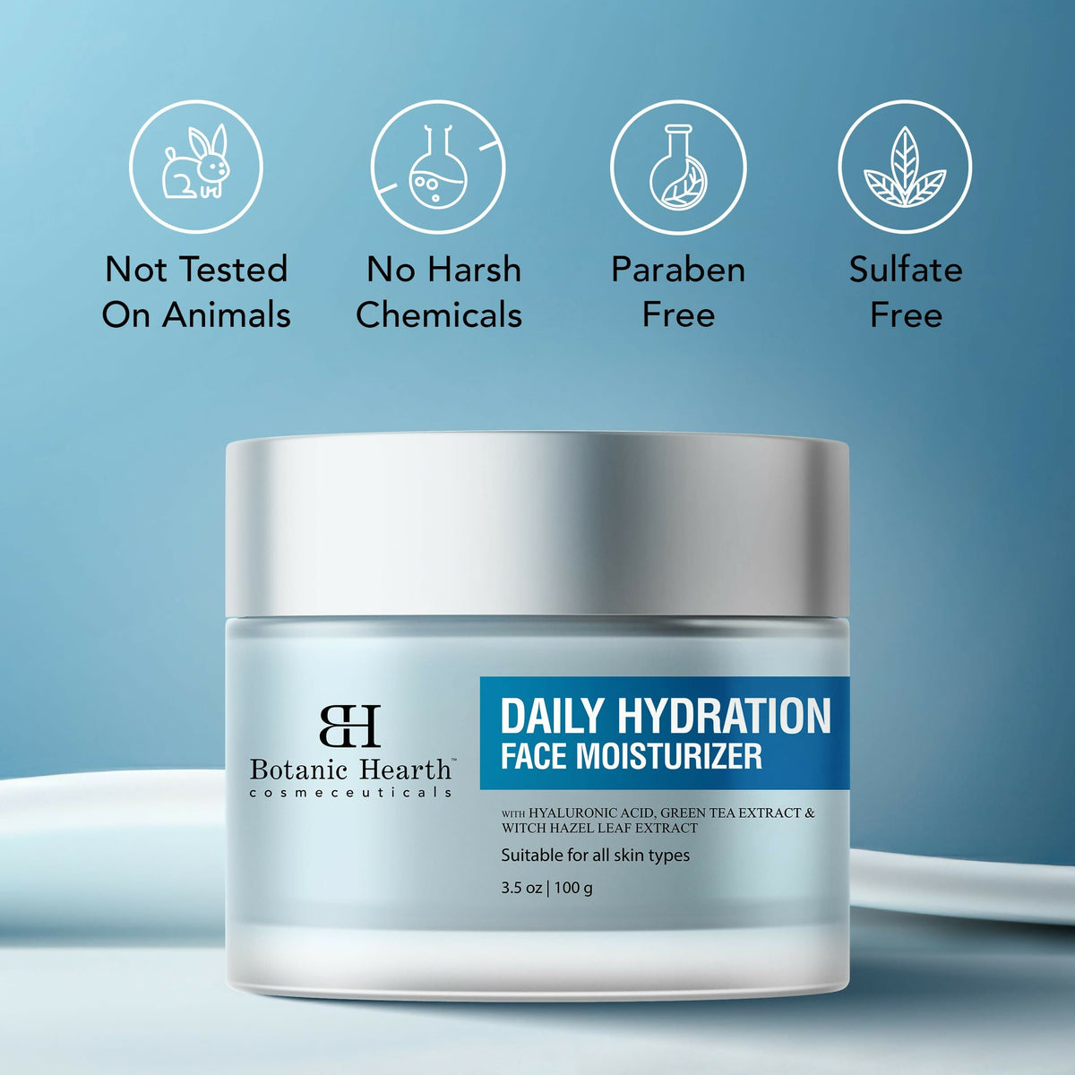 Botanic Hearth Daily Hydration Moisturizer for Face with Hyaluronic Acid & Green Tea Extract | Grocsy