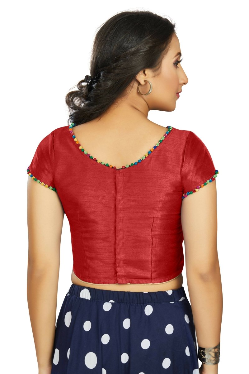 Aastha Fashion Women's Red Art Silk Designer Party Wear Readymade Blouse | Grocsy