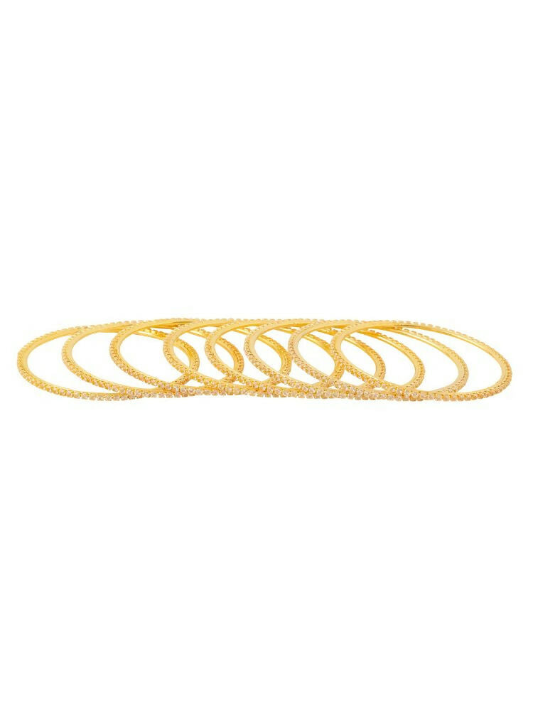 NVR Women Set of 8 American Diamond Gold-Polished Bangles