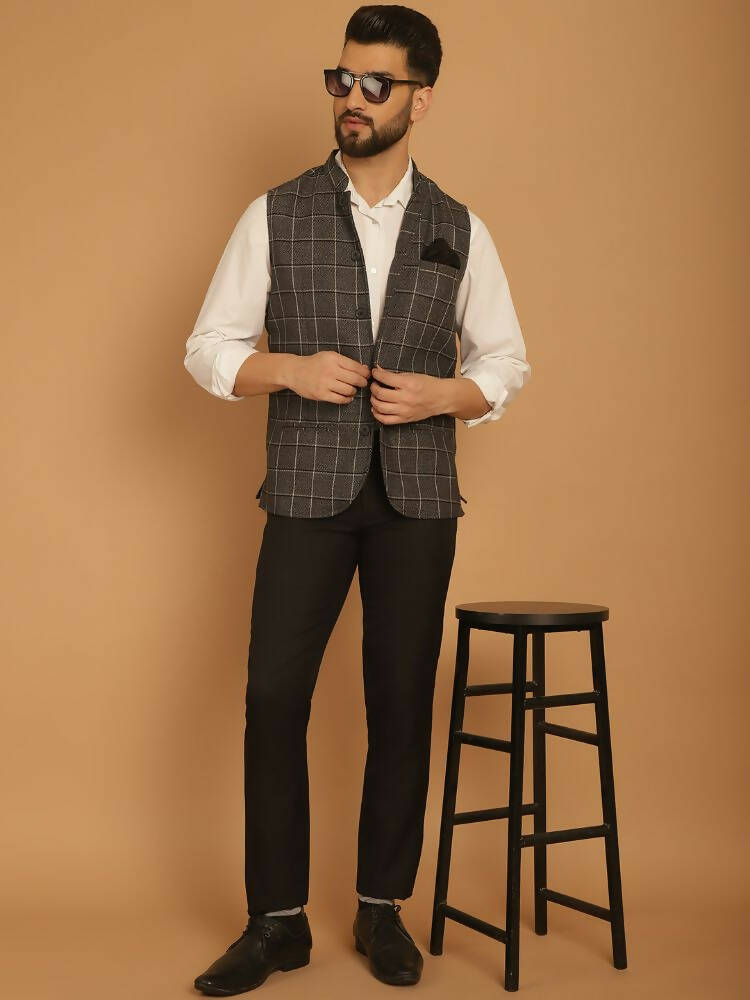Even Apparels Nehru Jacket With Welt Pockets - Grey | Grocsy