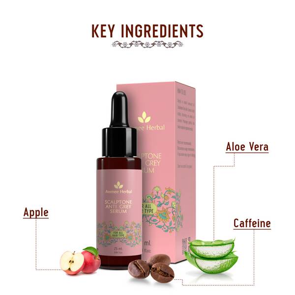 Avimee Herbal Scalptone Grey Hair Serum For Natural Hair Color With Hyaluronic Acid & Caffeine | Grocsy