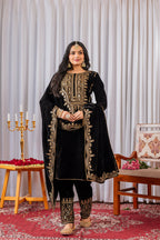 Joban Fashion Black Velvet Sequence Embroidery Work Kurta Set | Grocsy