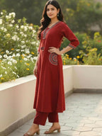 Miravan Womens Brown Straight Kurta Set | Grocsy