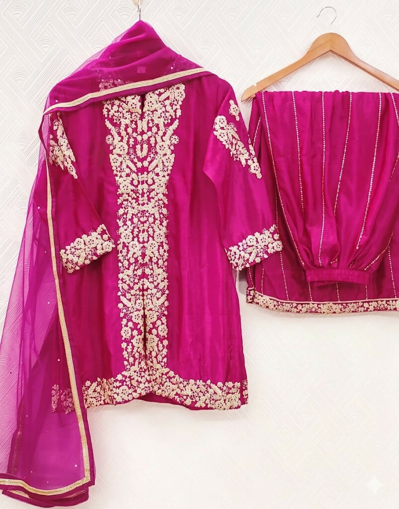 Teeya Creation Womens New Trendy Silk With Heavy Embroiedery With Sequence Work Pink Kurta Set | Grocsy