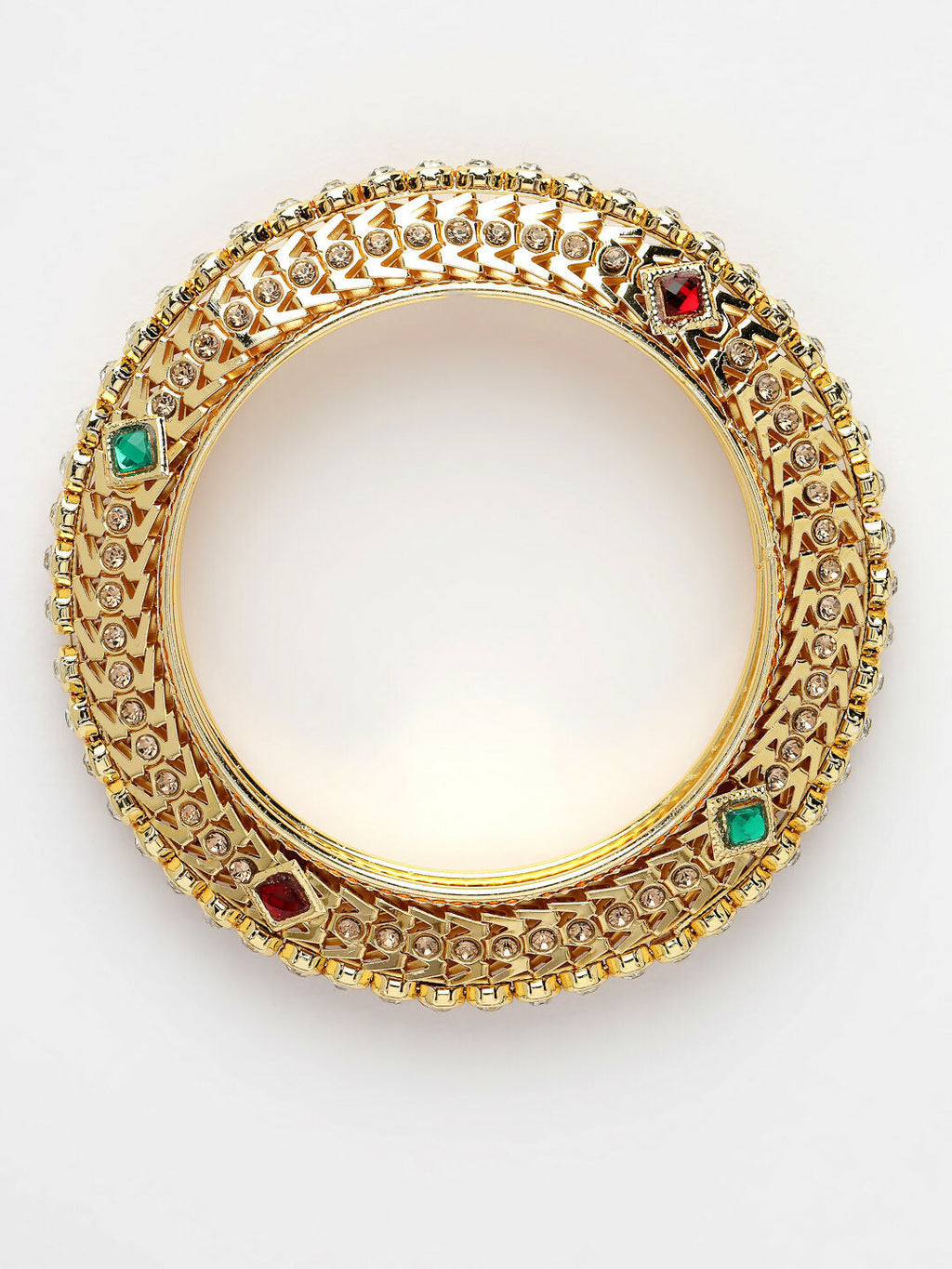 NVR Women's Set of 2 Gold-Polished Kundan Traditional Bangles