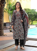Prazu Fashion Black Cotton Silk Floral Printed Thread Sequence Salwar Suit | Grocsy