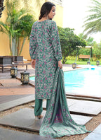 Prazu Fashion Teal Green Cotton Silk Floral Printed Thread Sequence Salwar Suit | Grocsy