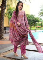 Prazu Fashion Maroon Cotton Silk Floral Printed Thread Sequence Salwar Suit | Grocsy