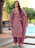 Prazu Fashion Maroon Cotton Silk Floral Printed Thread Sequence Salwar Suit | Grocsy