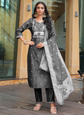 Prazu Fashion Grey Art Silk Thread Sequins Embroidered Wedding Suit | Grocsy