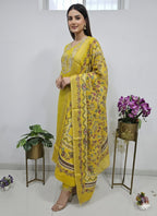 Prazu Fashion Yellow Cotton Silk Thread Sequence Designer Salwar Suit | Grocsy