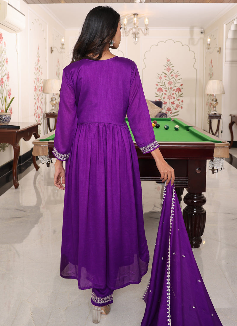 Prazu Fashion Purple Soft Silk Thread Sequence Designer Salwar Suit | Grocsy