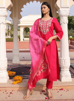 Prazu Fashion Pink Cotton Silk Thread Sequence Designer Salwar Suit | Grocsy