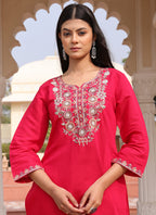 Prazu Fashion Pink Cotton Silk Thread Sequence Designer Salwar Suit | Grocsy