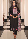 Prazu Fashion Black Viscose Shimmer Thread Embroidered Salwar Suit | Grocsy