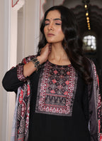 Prazu Fashion Black Viscose Shimmer Thread Embroidered Salwar Suit | Grocsy