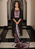 Prazu Fashion Black Viscose Shimmer Thread Embroidered Salwar Suit | Grocsy