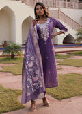 Prazu Fashion Lavender Shimmer Silk Thread Embroidered Salwar Suit | Grocsy