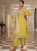 Prazu Fashion Yellow Cotton Silk Thread Sequence Designer Salwar Suit | Grocsy