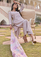 Prazu Fashion Beige Cotton Silk Thread Sequence Designer Salwar Suit | Grocsy