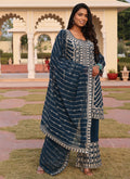 Prazu Fashion Rama Georgette Thread Embroidery Chain Stitch Work Salwar Suit | Grocsy