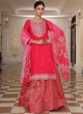 Prazu Fashion Pink Cotton Silk Embroidered Sequence Lehenga Style Suit | Grocsy