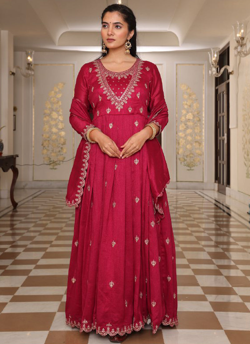 Prazu Fashion Pink Soft Silk Thread Sequence Designer Suit | Grocsy
