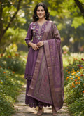 Prazu Fashion Purple Cotton Silk Thread Sequence Designer Palazzo Suit | Grocsy