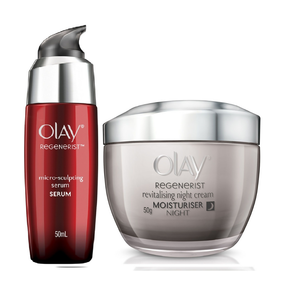 Olay Regenerist Night Skincare (Moisturizer & Serum) | Grocsy