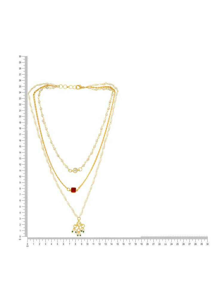 White and gold, Red Stone Kundan Necklace - Ruby Raang | Grocsy