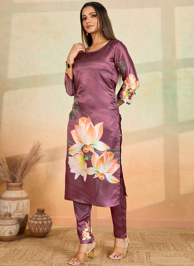 Prazu Fashion Onion Pink Printed Cotton Reyon Kurta Pant Set | Grocsy