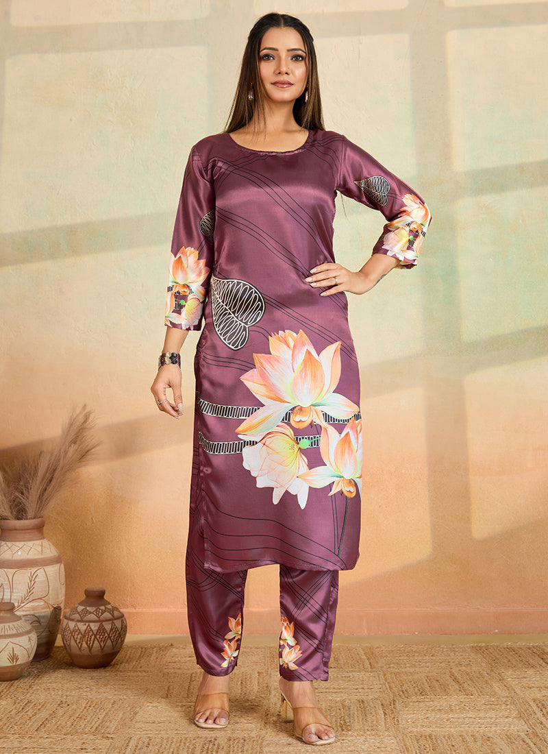 Prazu Fashion Onion Pink Printed Cotton Reyon Kurta Pant Set | Grocsy