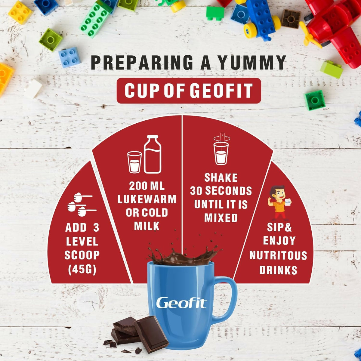 Geofit Smart Kids Nutritional Health Drink Protein Powder - Chocolate Flavor | Grocsy