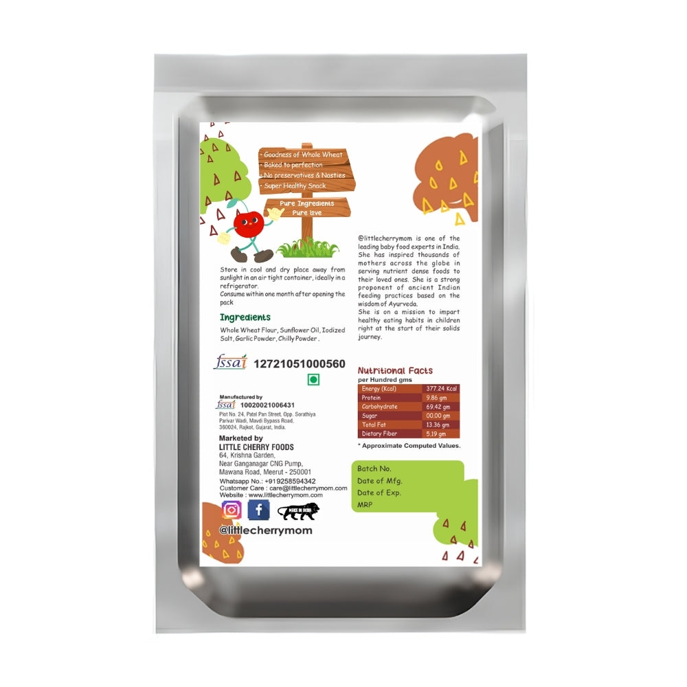Littlecherrymom Whole Wheat Khakhra ?Garlic | Grocsy