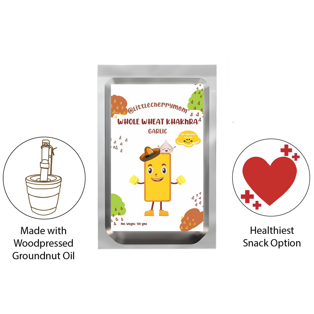 Littlecherrymom Whole Wheat Khakhra ?Garlic | Grocsy